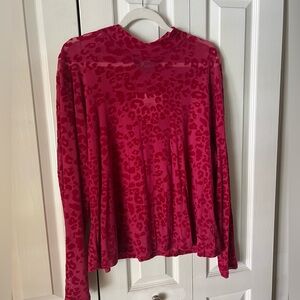 NWT Plus Size Sheer Velvet Leopard Flock Mock-Neck Top 3X